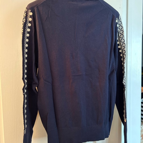 J Crew navy embroidered eyelet cardigan. Style J1260 - Picture 3 of 3